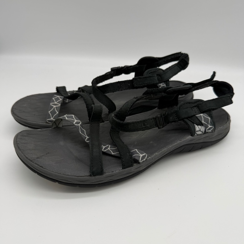 Merrell Jacardia Womens Black Strappy Athletic Hiking Sandals Size 8